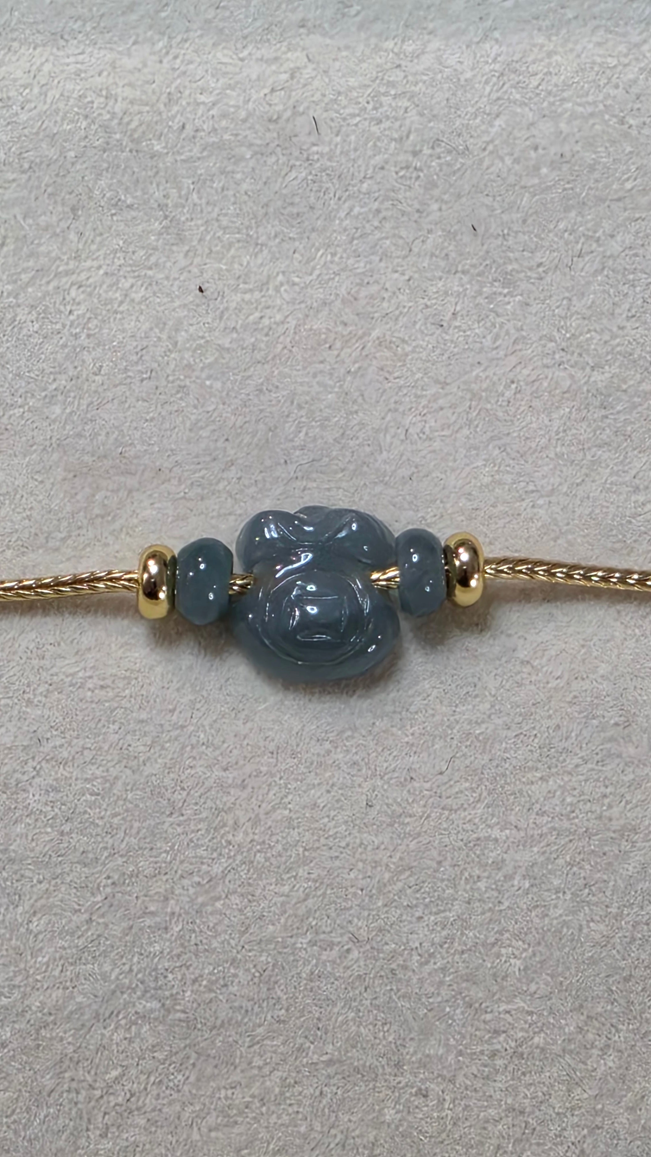 Blue Water Jade Adjustable Gold-Tone Bracelet