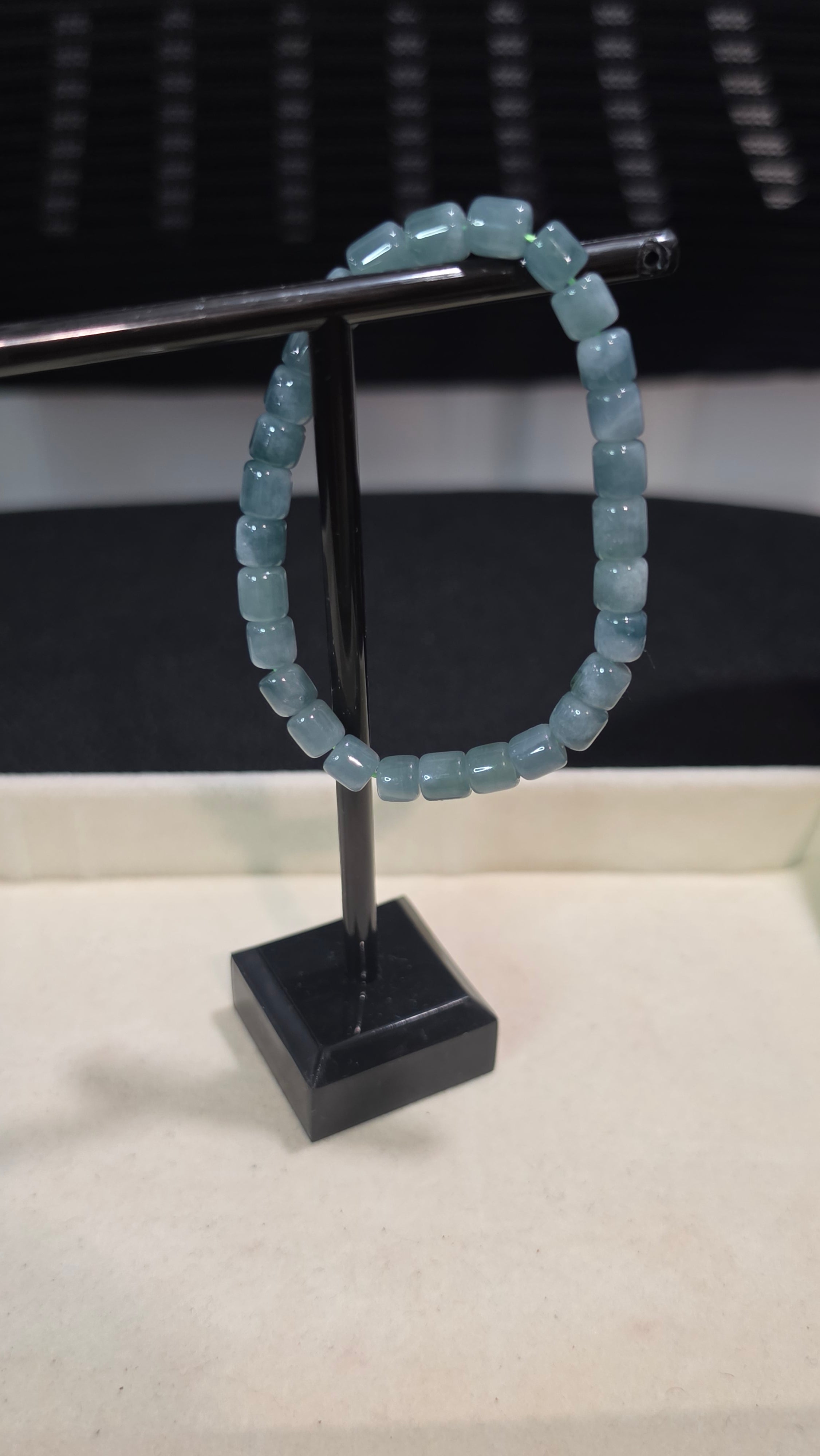 Blue Water Jade Cylinder Bead Bracelet