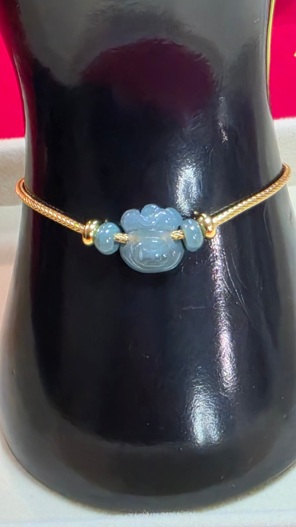 Blue Water Jade Adjustable Gold-Tone Bracelet