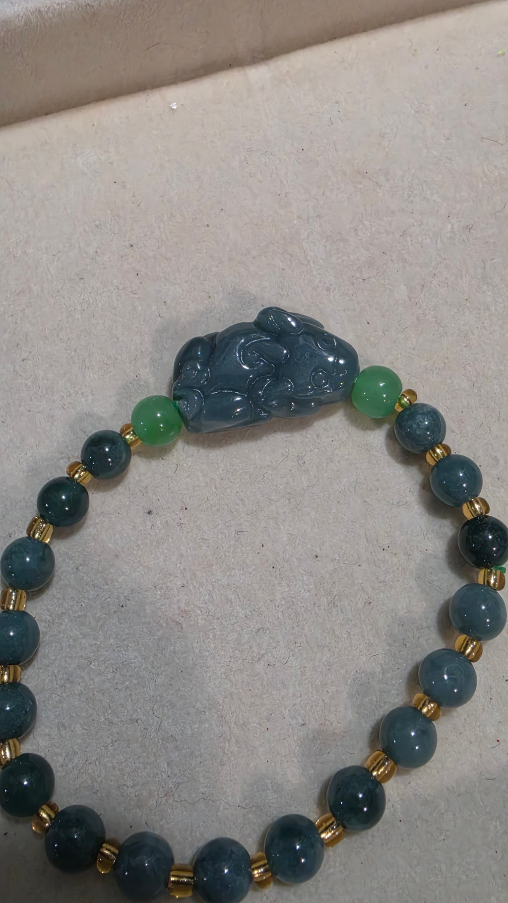 Blue Water Jade Bunny Bracelet