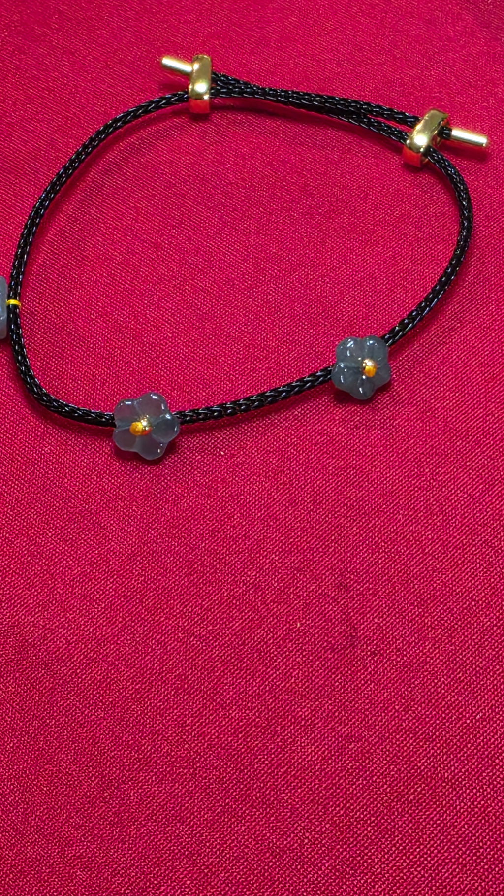 Blue Water Jade Flower Adjustable Bracelet