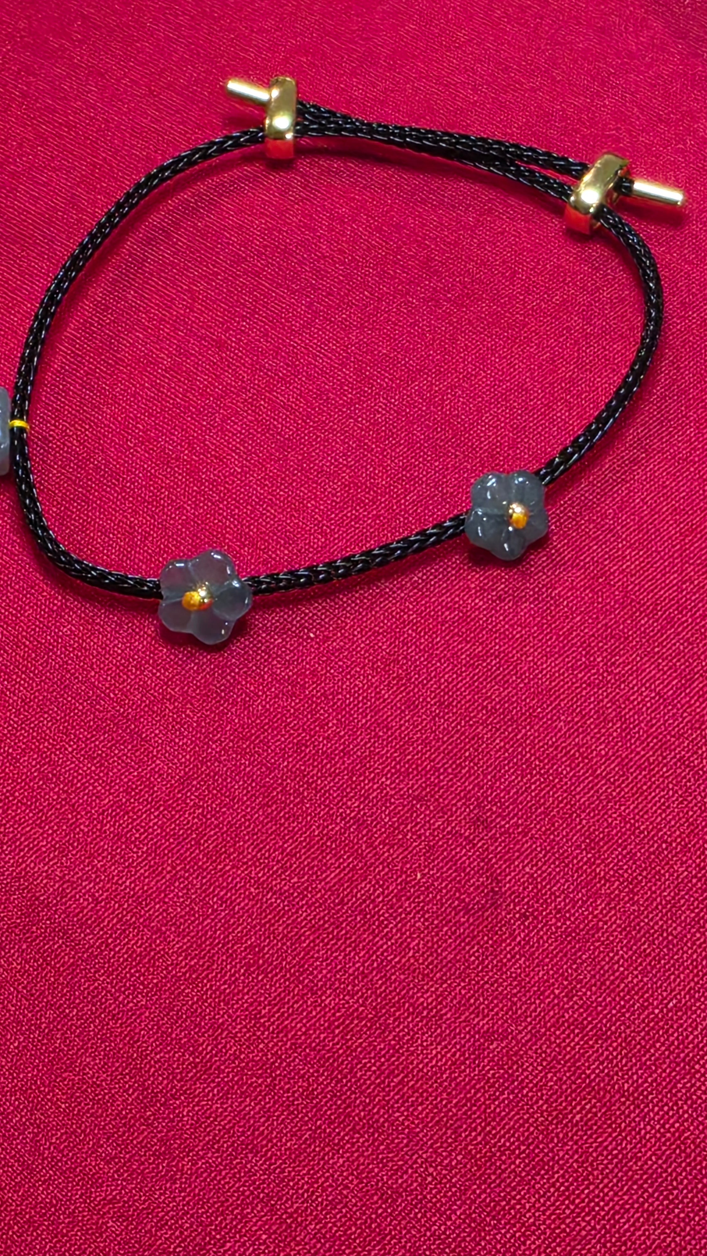 Blue Water Jade Flower Adjustable Bracelet