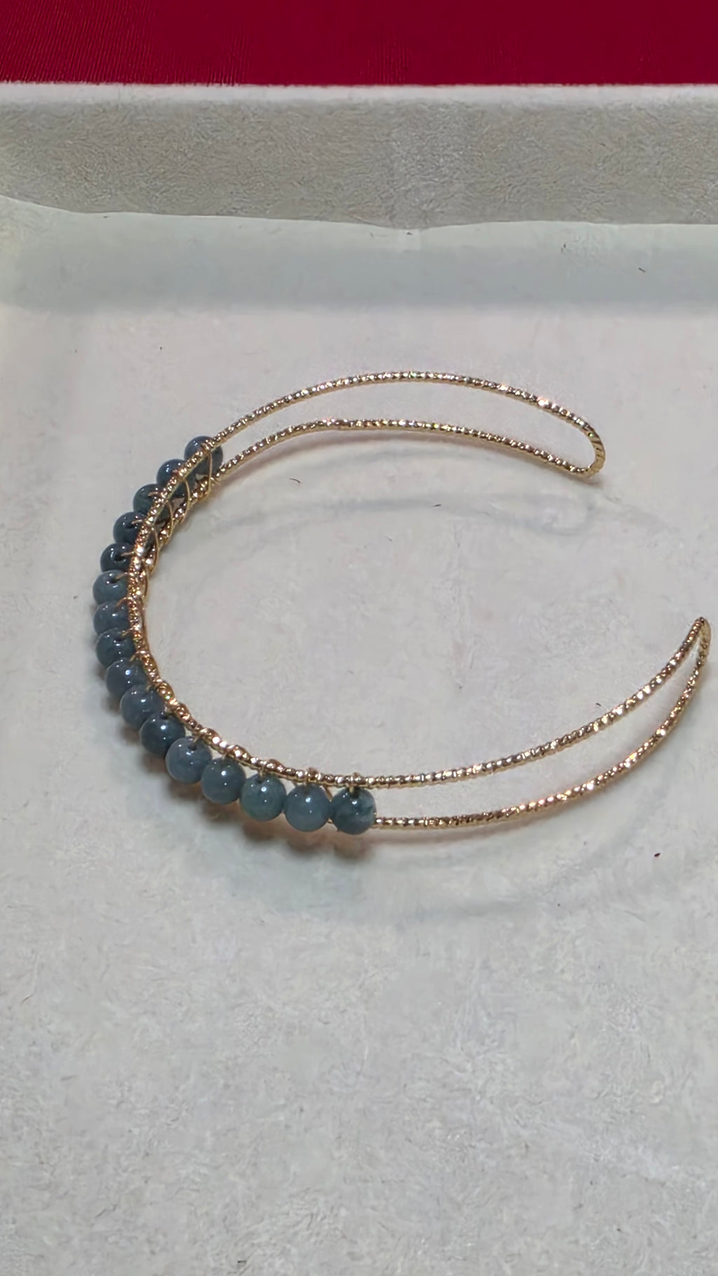 Blue Water Jade Gold-Tone Open Bangle Bracelet
