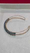Blue Water Jade Gold-Tone Open Bangle Bracelet