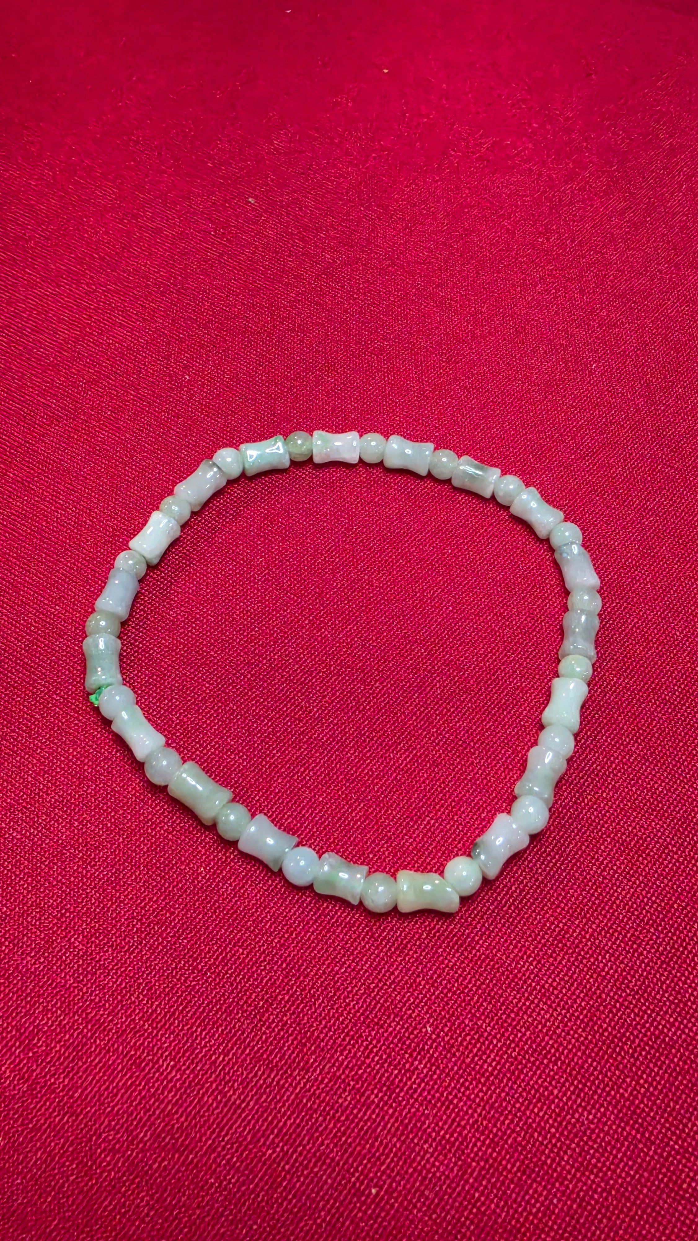 Blue Water Jade Bamboo Bead Bracelet