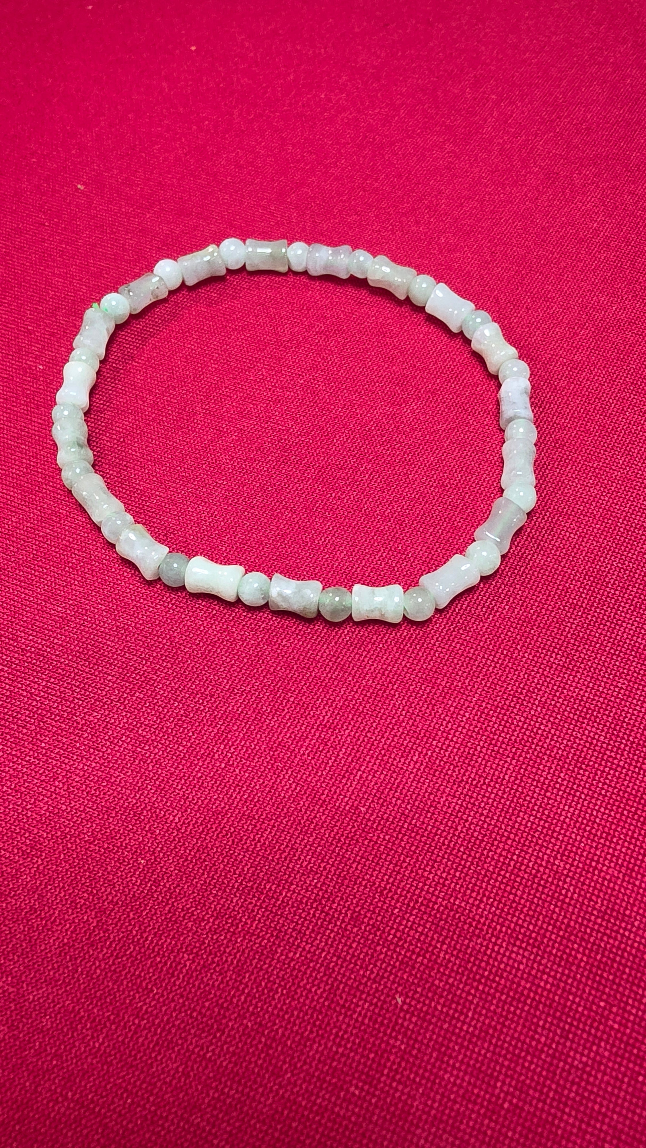 Blue Water Jade Bamboo Bead Bracelet