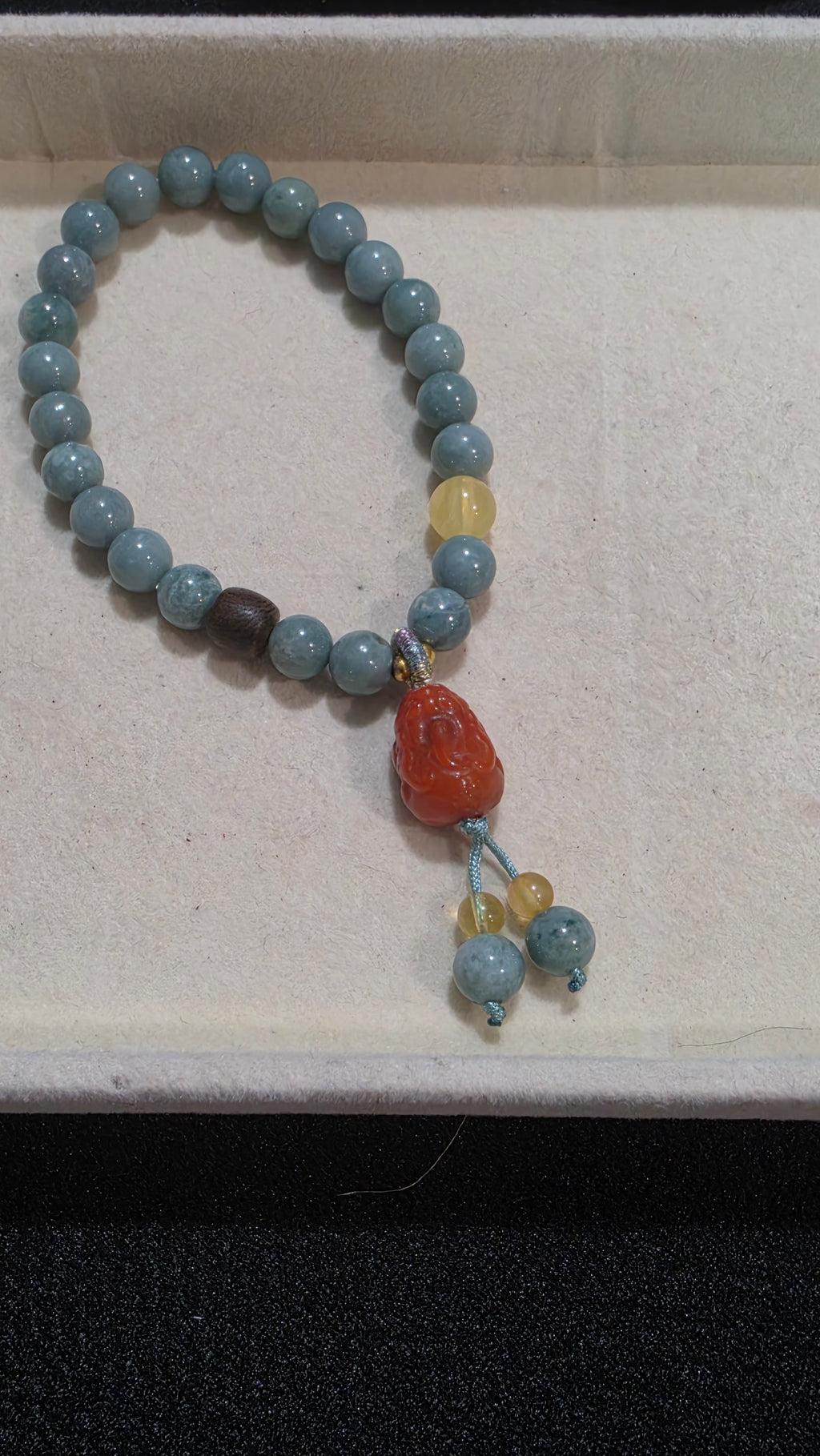 Blue Water Jade & Red Jasper Pixiu Bracelet