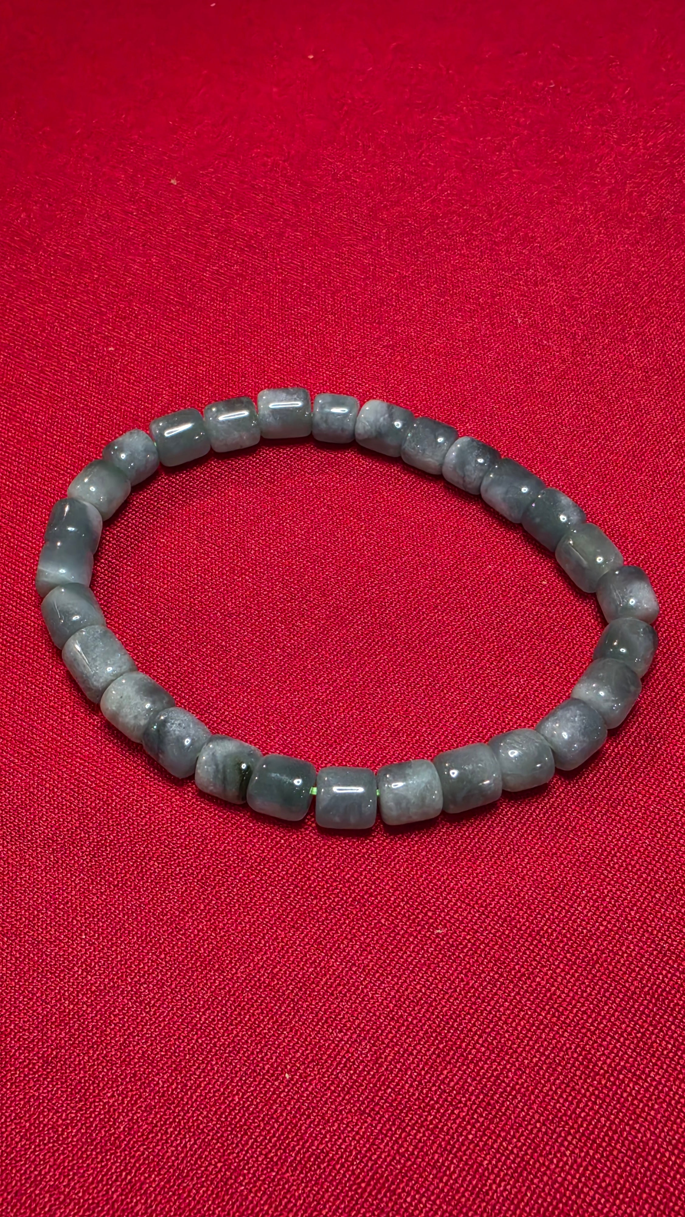 Blue Water Jade Cylinder Bead Bracelet