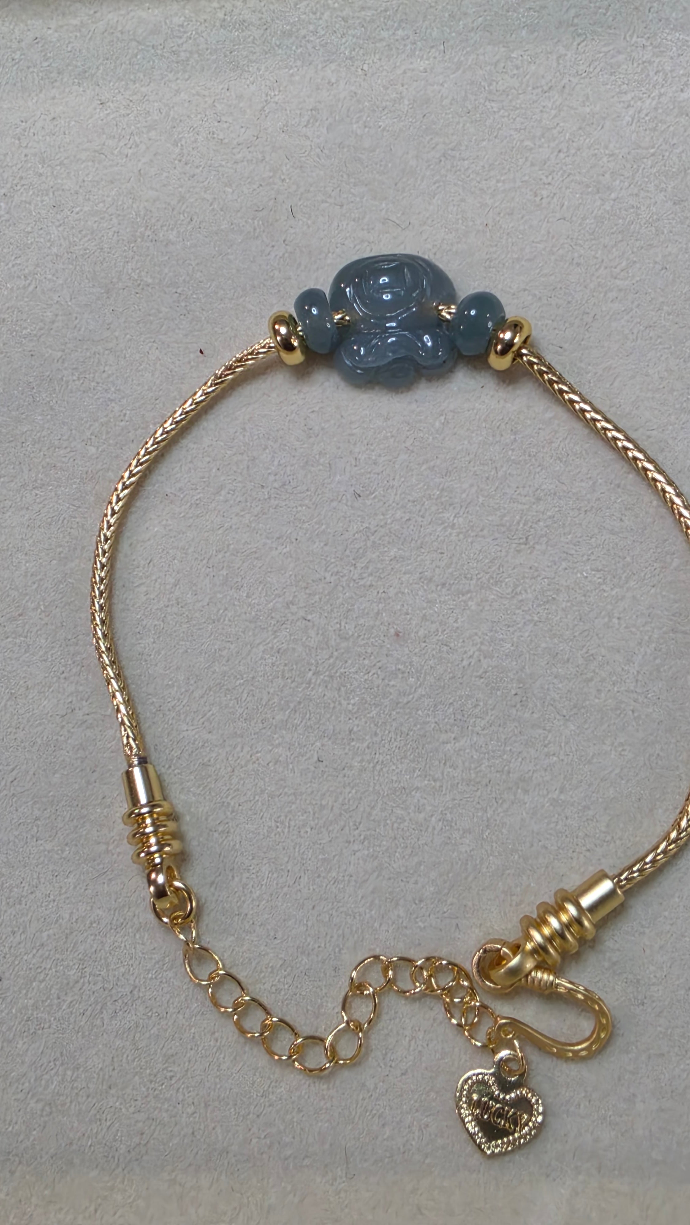 Blue Water Jade Adjustable Gold-Tone Bracelet