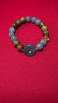 Blue Water Jade Sandalwood Statement Bracelet