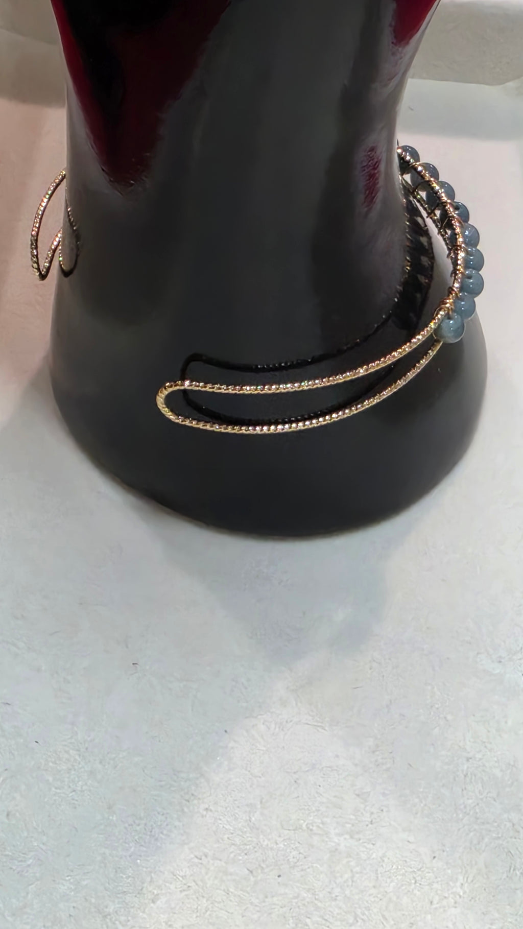 Blue Water Jade Gold-Tone Open Bangle Bracelet