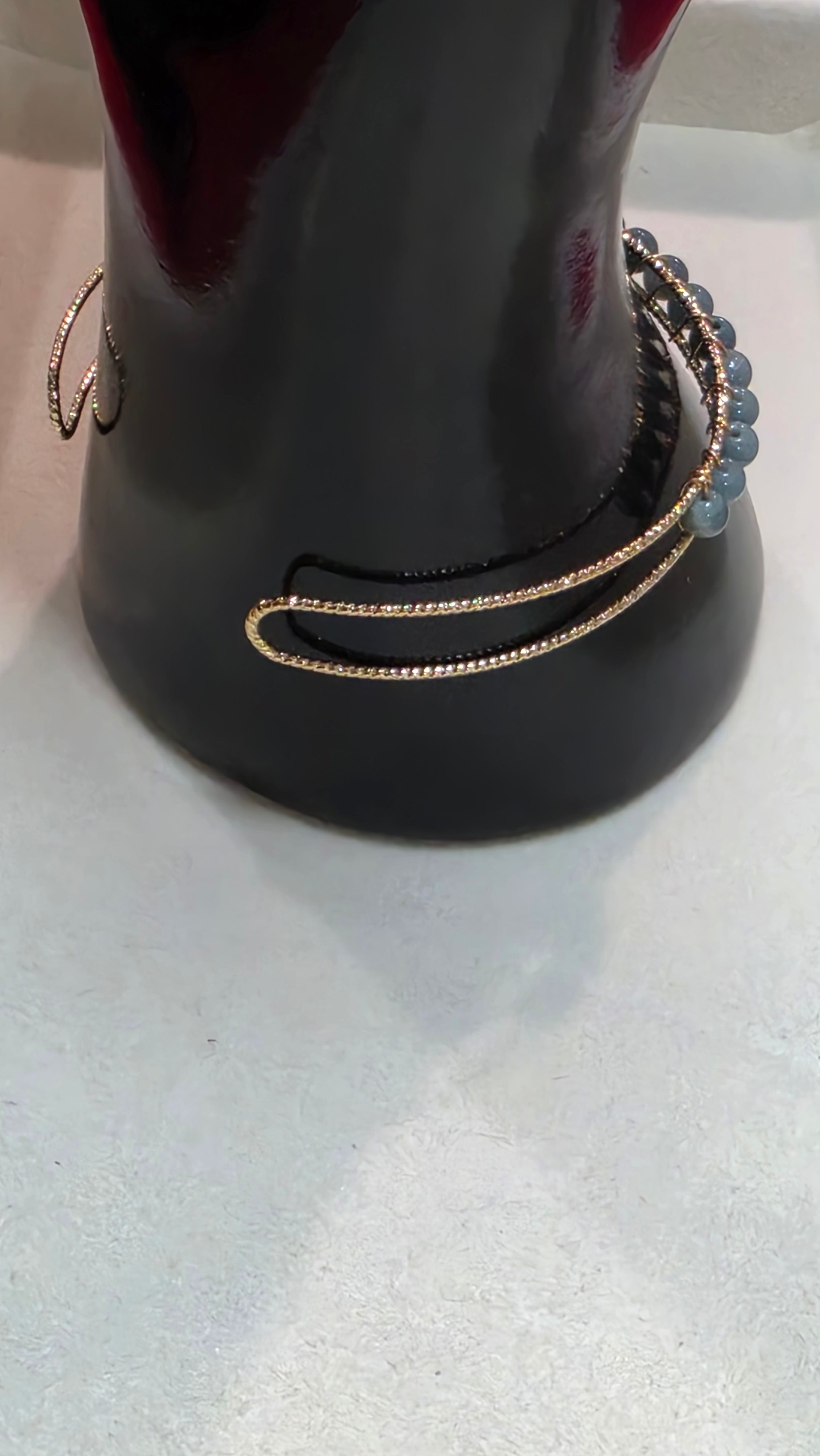 Blue Water Jade Gold-Tone Open Bangle Bracelet