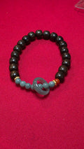 Blue Water Jade & Sandalwood Donut Bracelet