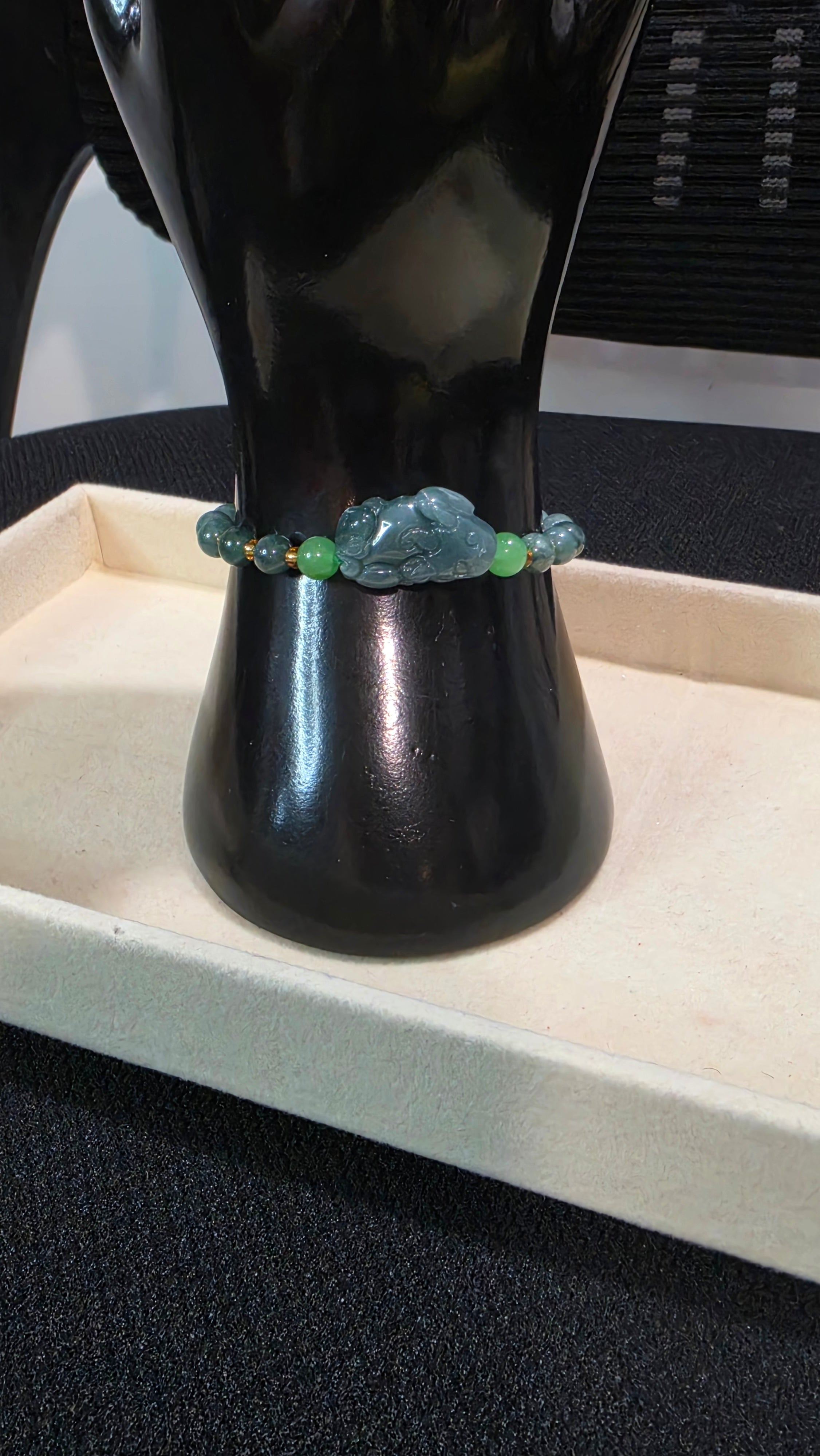 Blue Water Jade Bunny Bracelet