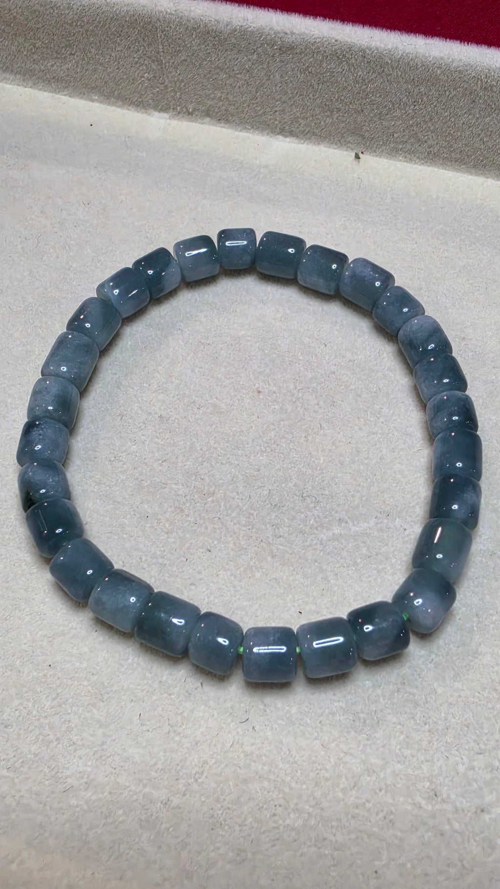 Blue Water Jade Cylinder Bead Bracelet