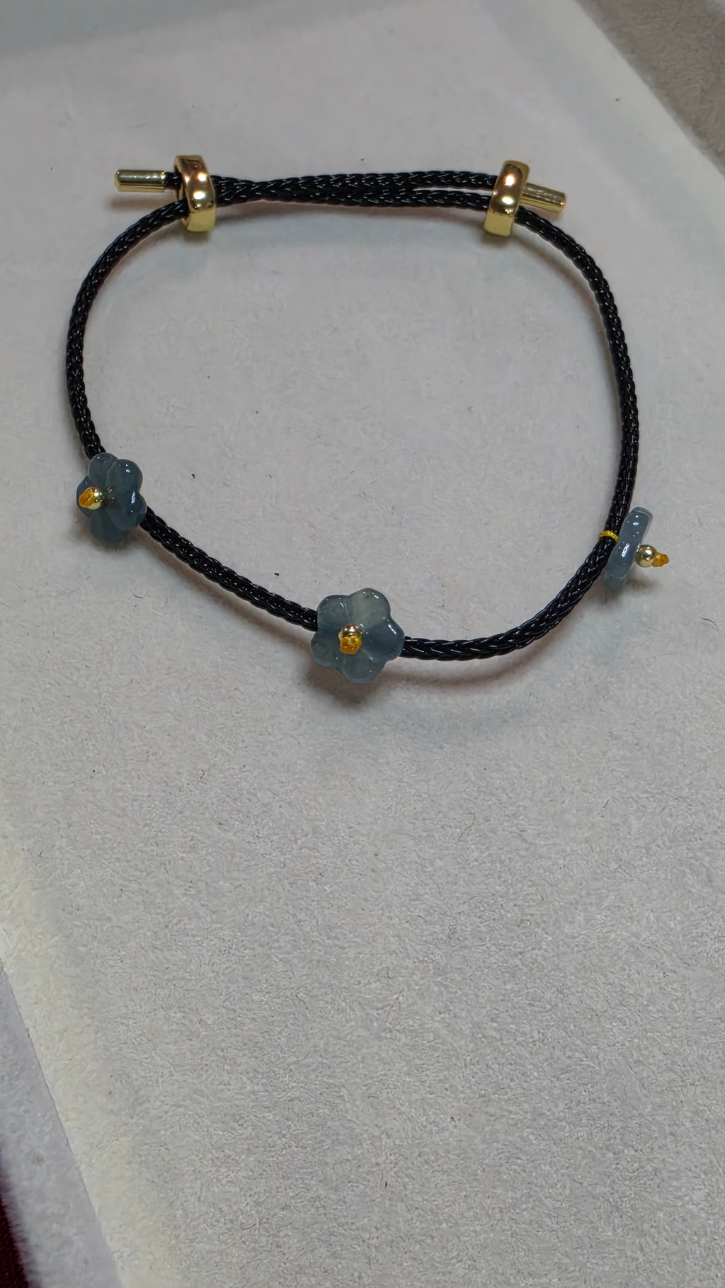 Blue Water Jade Flower Adjustable Bracelet